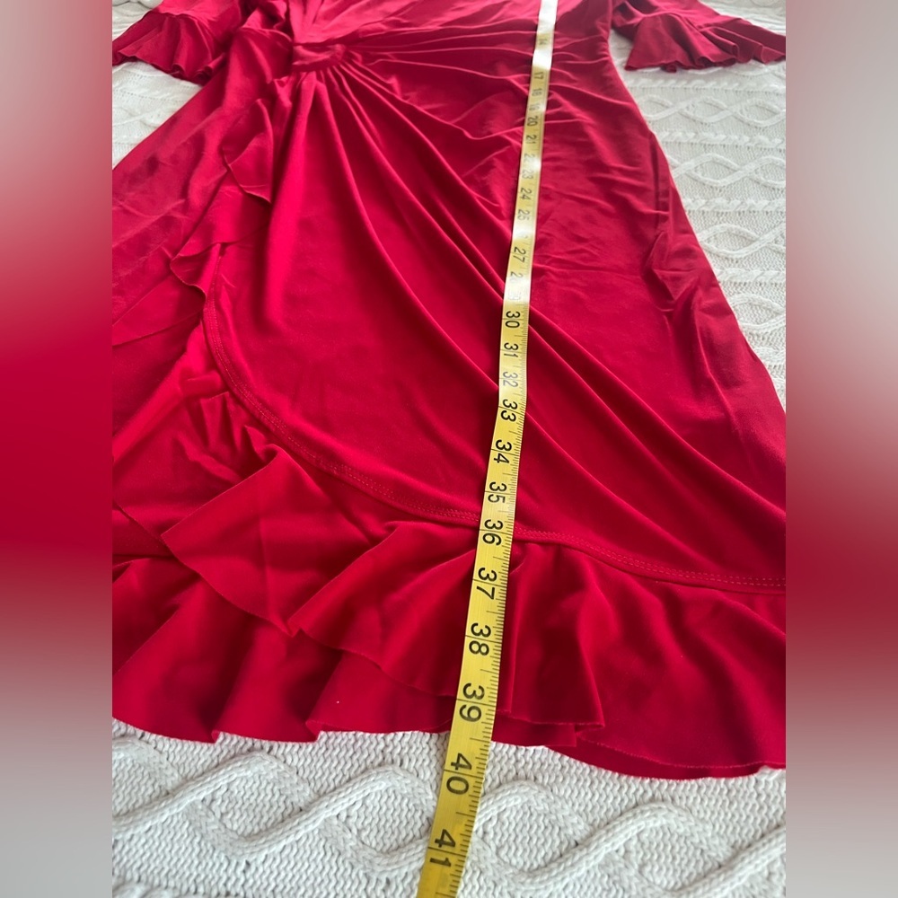 Studio Connection Elegant Red Twist-Detail Women’s Ruffle Sleeve Dress Size 10 - Picture 13 of 16